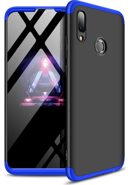 Huawei Y7 Prime 2019 Kılıf Double Dip 360 Protective Siyah Mavi