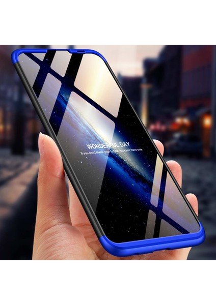 Huawei Y7 Prime 2019 Kılıf Double Dip 360 Protective Siyah Mavi