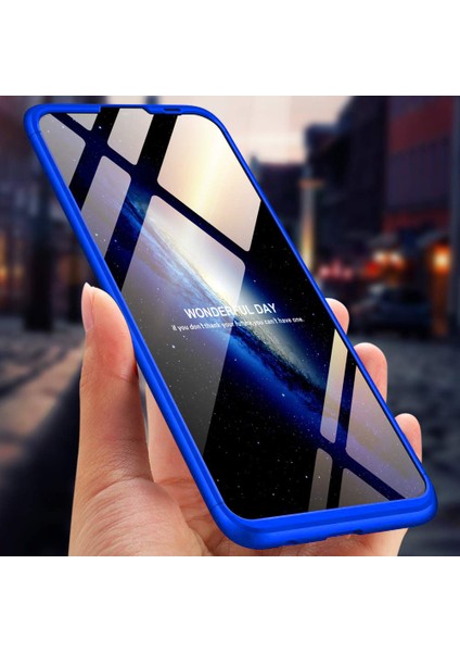 Huawei Y7 Prime 2019 Kılıf Double Dip 360 Protective Mavi