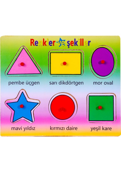 Ahşap Puzzle Geometrik Şekiller Resimli