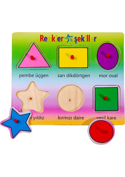 Ahşap Puzzle Geometrik Şekiller Resimli