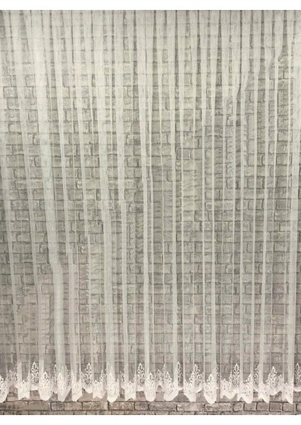 1/2 Seyrek Pileli HVZ-2425 Etek Nakışlı Grek Düz Tül Perde - 100 x 160 cm fiyatları