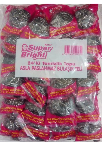 Super Bright Paslanmaz Çelik Ovma Teli 24' lü