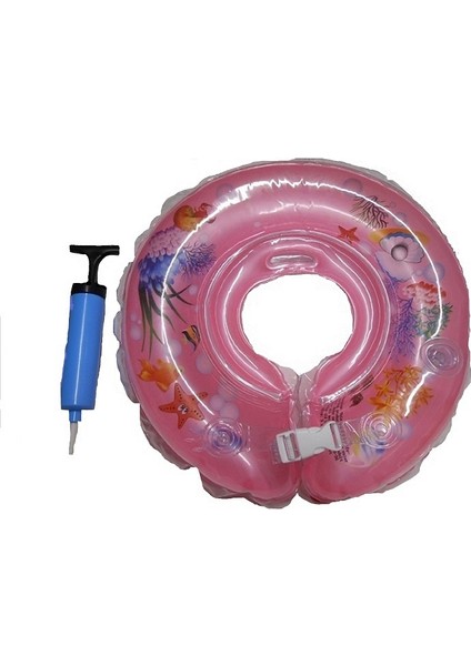 Pembe Bebek Boyun Simidi(Şişirme Pompası Hediyeli)