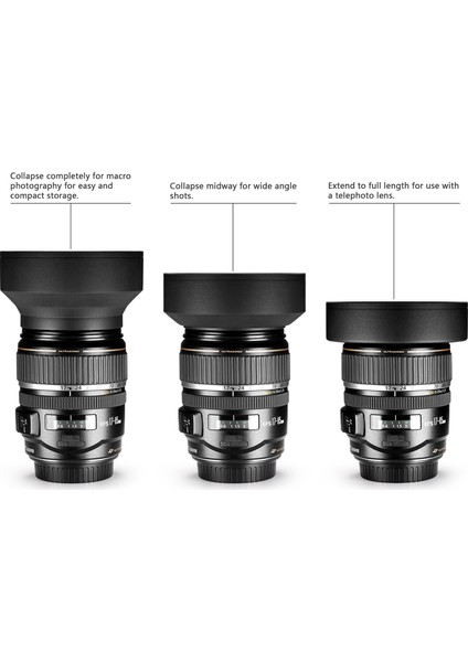 Nikon 18-105MM Lens Için 67MM 3 Kademeli Ayarlanabilir Kauçuk Parasoley