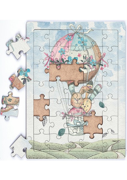 Balonla Seyahat Ahşap Puzzle 35 Parça (Xxxv-03)