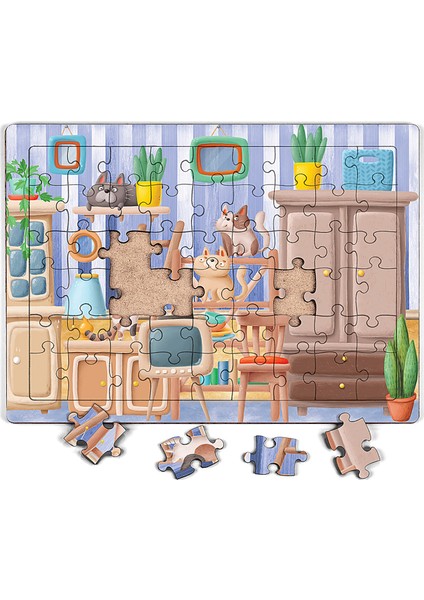 Sevimli Patiler Ahşap Puzzle 54 Parça (Lıv-23)