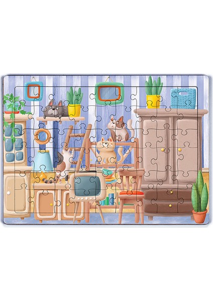 Sevimli Patiler Ahşap Puzzle 54 Parça (Lıv-23)