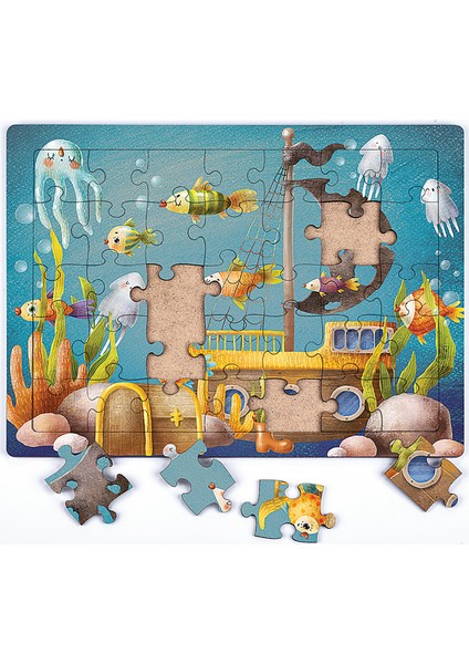 King Of Puzzle Batık Gemi Ahşap Puzzle 35 Parça (Xxxv-04)