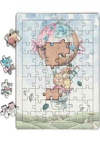 Balonla Seyahat Ahşap Puzzle 54 Parça (Lıv-03)