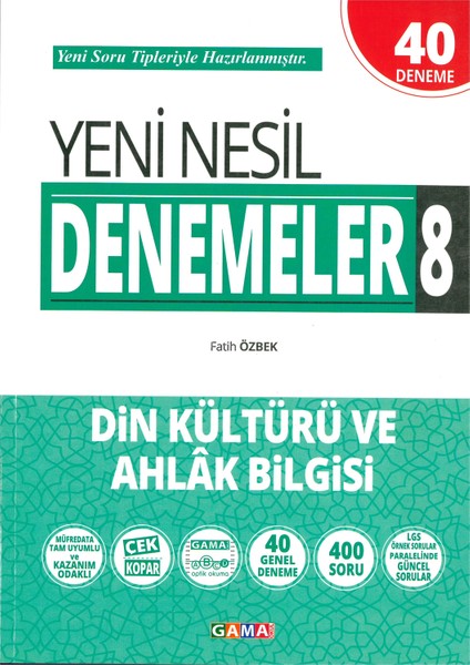 Kurmay Yayınları Gama 8.Sınıf Din Kültürü Yeni Nesil Denemeler 40 Deneme 2019