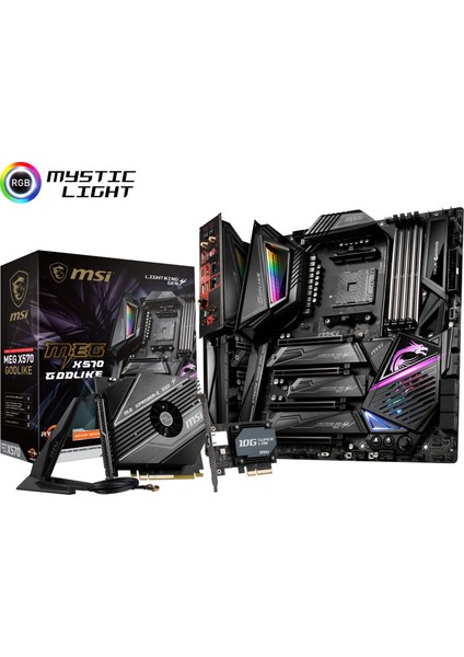 MEG X570 GODLIKE AM4 DDR4 4800 mhz (Oc) 3 x M.2 USB 3.2 WIFI 2 x LAN RGB EATX Anakart