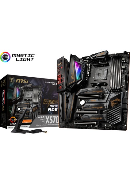 MEG X570 ACE AM4 DDR4 4600 mhz (OC) 3 x M.2 USB 3.2 WIFI 2X LAN RGB ATX Anakart