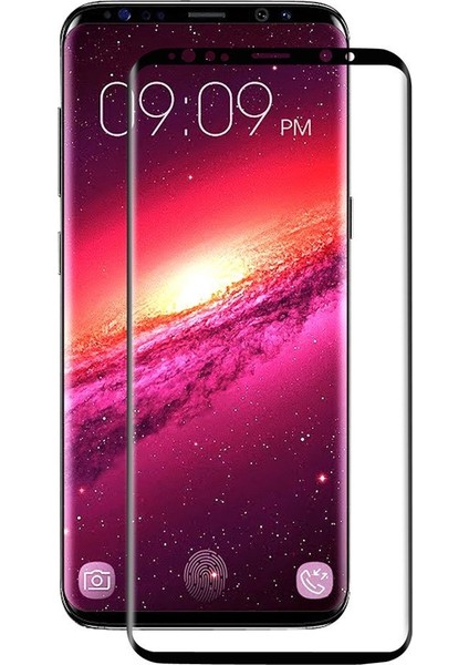 JM3021 Samsung Galaxy S9 Siyah 3D Eğimli Full Temperli Cam Ekran Koruyucu Siyah