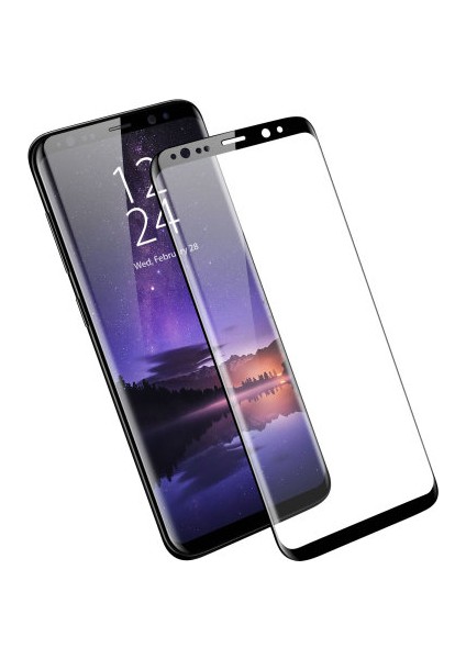 JM3021 Samsung Galaxy S9 Siyah 3D Eğimli Full Temperli Cam Ekran Koruyucu Siyah