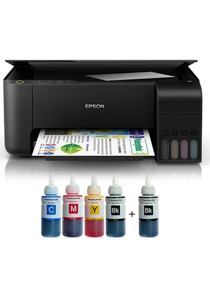 L3250 Tanklı Photoink Mürekkepli Yazıcı 4 Renk Bitmeyen Kartuşlu