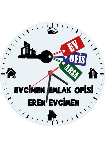 Emlakçıya Hediye Isimli Cam Duvar Saati