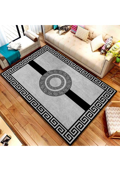 Kaymaz Taban Yıkanabilir Geometrik Mühür Desenli Dijital Baskılı Halı