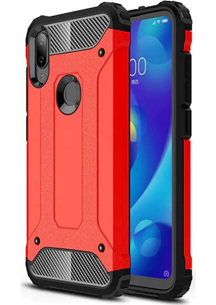 Case 4U Xiaomi Mi Play Kılıf Military Armor Çift Katmanlı Crash Silikon Kılıf Kırmızı