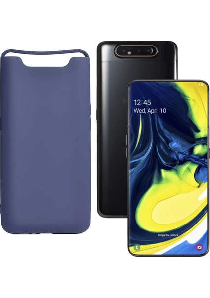 Case 4U Samsung Galaxy A80 Kılıf Klasik Mat Renkli Yumuşak Premier Silikon Lacivert