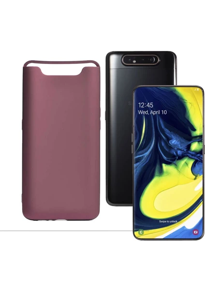 Case 4U Samsung Galaxy A80 Kılıf Klasik Mat Renkli Yumuşak Premier Silikon Koyu Mor