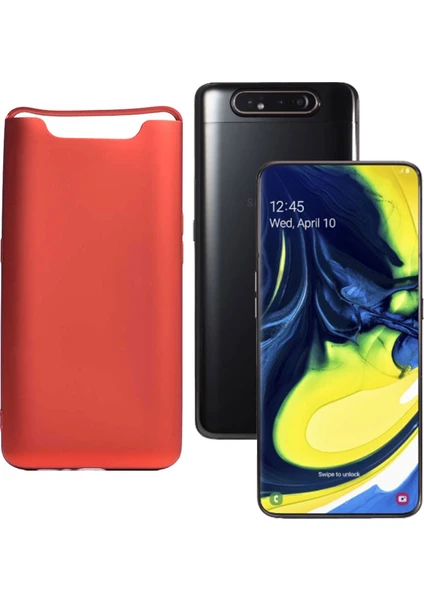 Case 4U Samsung Galaxy A80 Kılıf Klasik Mat Renkli Yumuşak Premier Silikon Kırmızı