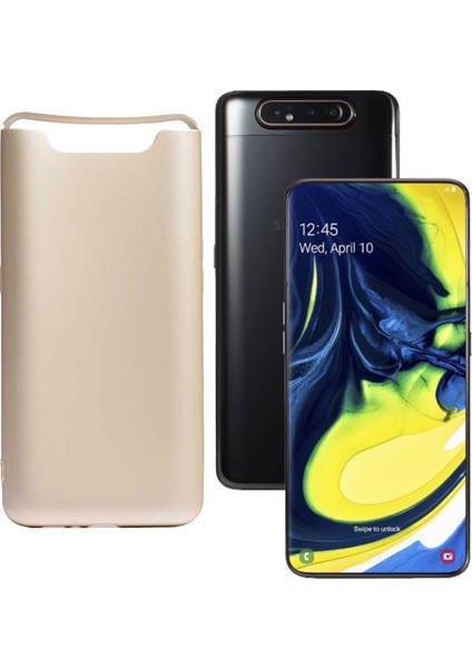 Case 4U Samsung Galaxy A80 Kılıf Klasik Mat Renkli Yumuşak Premier Silikon Altın