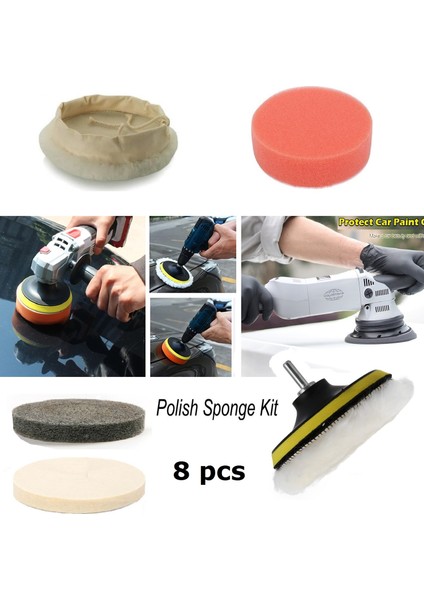 Araç Kaporta Tampon Boya Tamir Polisaj Kiti Cırt Taban Zımpara Yün Keçe Sünger Zımpara Fiber Set