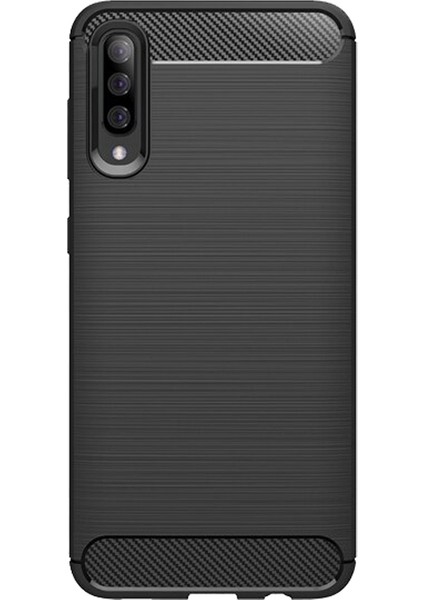 Samsung Galaxy A70 Brushed Carbon Fiber Silikon Kılıf - Siyah