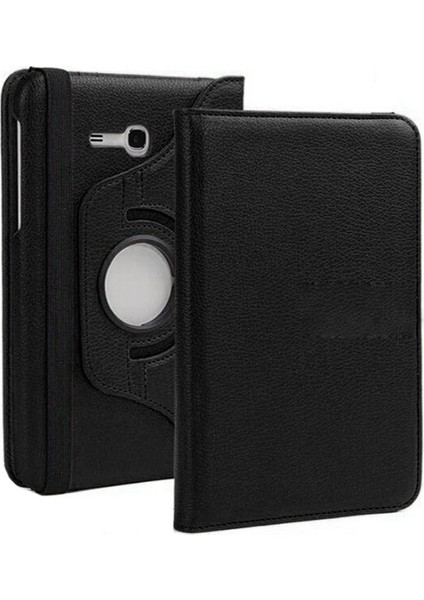 Samsung Galaxy Tab 3 Lite T110 T113 7" Tablet 360 Derece Döner Standlı Deri Kılıf - Siyah