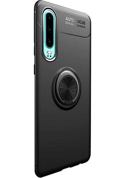 Huawei P30 Focus Serisi Yüzük Standlı Silikon Kılıf