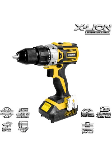 RTX2014 18V 4Ah Çift Akülü Kömürsüz Darbeli Matkap