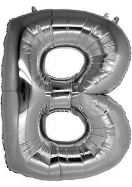 B Harf Gümüş Folyo Balon 16 inç - PartiPan