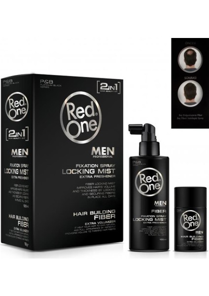 Men Saç Dolgunlaştırıcı Saç Fiberi Saç Tozu+Sprey 2Li Set