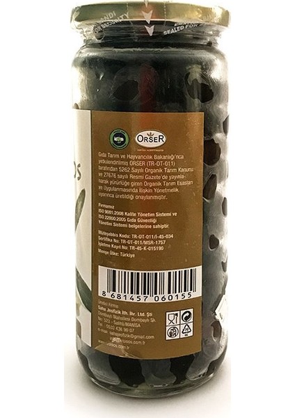 Organik Siyah Zeytin - Güneşte Kurutma - 310 gr