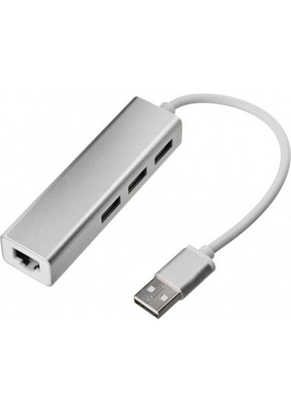 Alüminyum USB To RJ45 Ethernet + USB 3 Port Hub Çoklayıcı