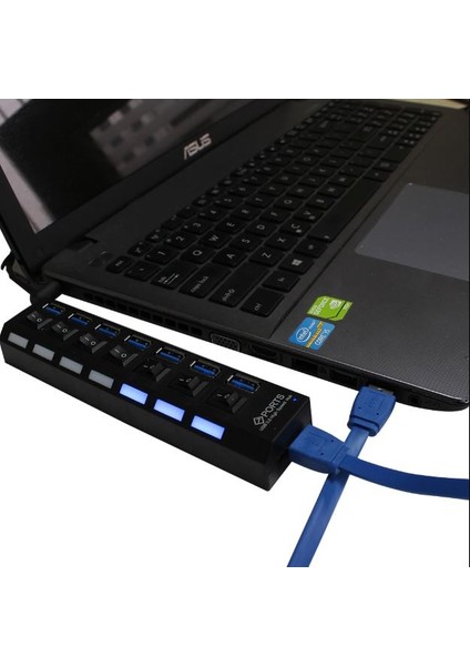 7 Port USB Hub Çoklayıcı USB 3.0 On Off Tuşlu