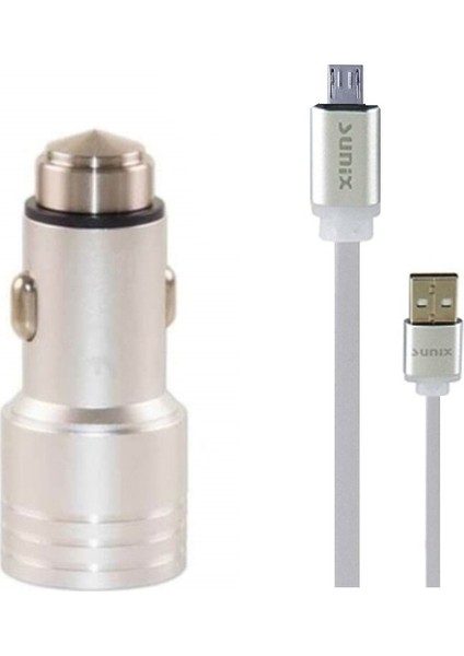 Metal Micro USB Araç Hızlı Şarj Aleti Cihazı 2.4A