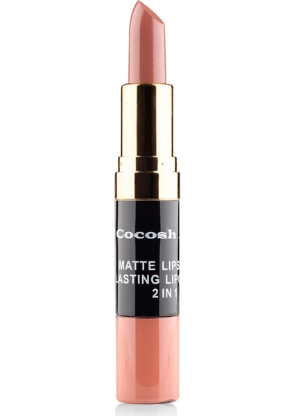 Cocosh She Matte Lipstick Lasting Lipgloss 2 in 1 Smile   Ruj  02 - Latte