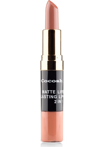 Matte Lipstick Lasting Lipgloss 2 in 1 Smile Ruj 07 - Coffee