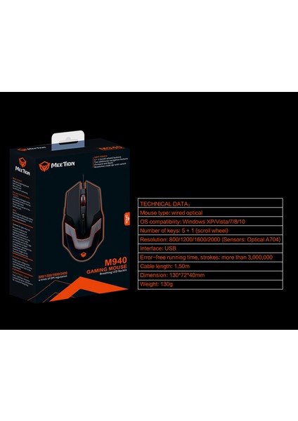 M940 Gaming Mouse Breathing LED Backlit Oyuncu Mouse