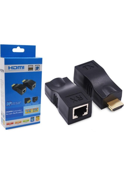 Hdmi Extender 30 Metre Uzatma Adaptörü Cat5 Cat6