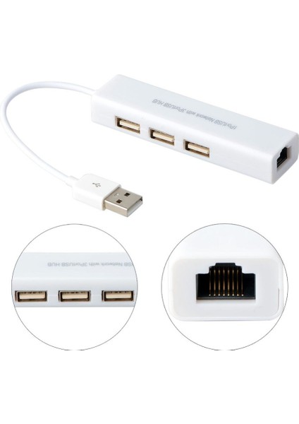 Triline Usb To Rj45 Ethernet + Usb 3 Port Hub Çoklayıcı