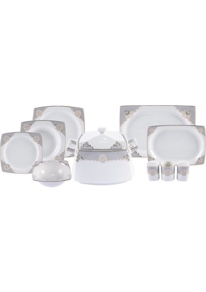 Miranda Fine Cream 60 Parça 12 Kişilik Yemek Takımı Kare