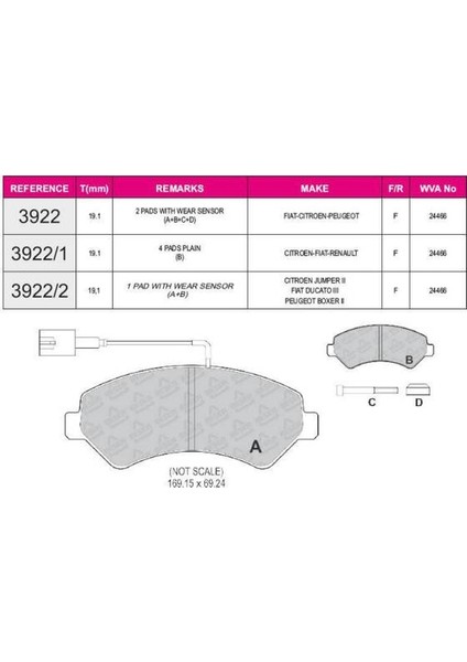 Beser Fren Balatası Ön Fıslı Aks Sız Wva 24466 Fiat Ducato Peugeot Boxer Citroen Jumper 2006 Karsan Jest