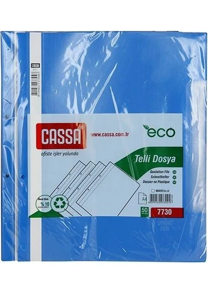 Plastik Telli Dosya Mavi 50'Li 10 Paket (500 Adet )