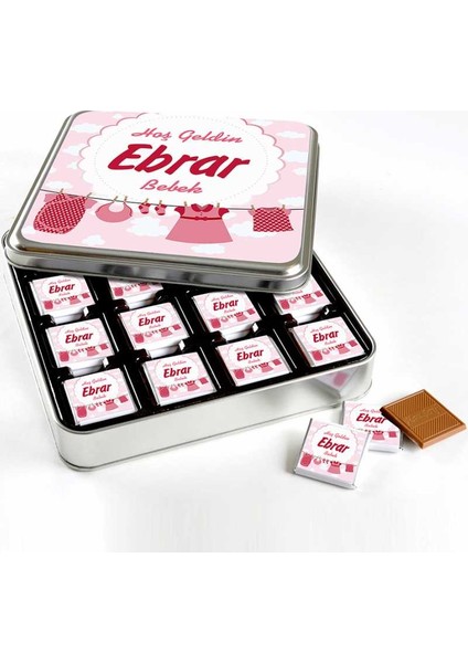 İsimli Kız Bebek 48 Adet Madlen Çikolata Metal Kutu modelleri