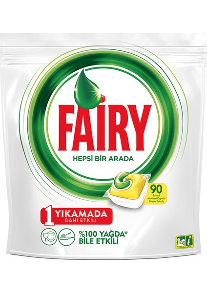 Hepsi Bir Arada 90 Yıkama Bulaşık Makinesi Deterjanı Kapsülü Limon Kokulu