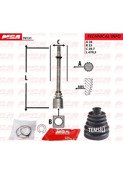 Mga Fiat Grande Punto Sağ İç Aks Kafası Mafsallı Lancia 55197730