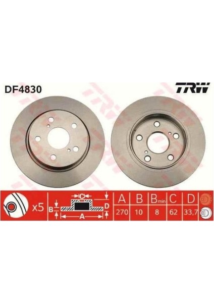 Fren Diski Arka 5D 270Mm Aurıs 12 Corolla 07